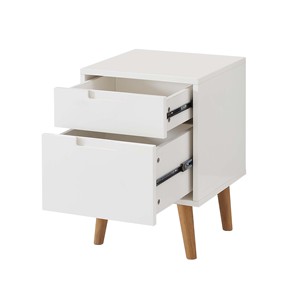 Table <span class=keywords><strong>de</strong></span> chevet moderne en MDF blanc PU brillant et en bois massif <span class=keywords><strong>de</strong></span> frêne Design minimaliste élégant pour appartement, <span class=keywords><strong>hôpital</strong></span> ou chambre à coucher - Product Image 2