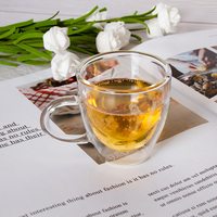Vente en gros de tasses à café en verre à double paroi de haute qualité au design moderne tasses à thé à haute teneur en borosilicate avec poignée