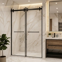 Portes de douche coulissantes personnalisées, modernes, durables, écologiques, avec cadre en acier inoxydable poli et verre de 8 mm d'épaisseur