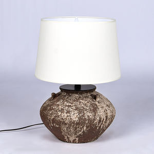 Handcrafted Wabi-Sabi Ceramic <b>Table</b> Lamp with Linen Lamp Shade Boho Farmhouse Nightstand Lamp for Bedroom Living Room Hotel - Product Image 6