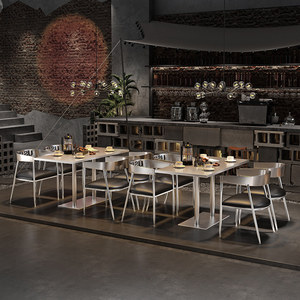 Ensemble <span class=keywords><strong>table</strong></span> et chaises de salle à manger de style industriel américain en acier inoxydable, design vert personnalisable, 2-4 places, pour hôtels et restaurants - Product Image 4