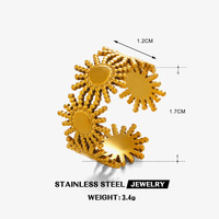 Cincin Matahari Minimalis Lapis Emas 18K Gaya Eropa dan Amerika, Desain Unik, Cincin Baja Anti Karat Trendi dan Serbaguna