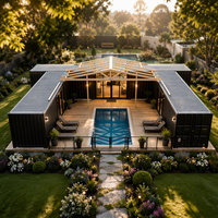 Maison modulaire en acier de haute qualité, directement de l'usine, avec porche en terrasse en bois, pour une maison familiale de luxe en pleine campagne