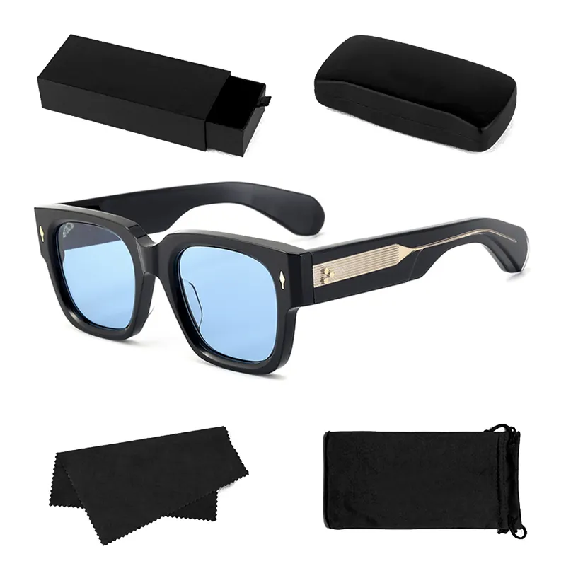 Moda güneş gözlükleri kalın asetat Fiber polarize UV400 koruma gözler özel kare 6 renk mevcut gözlük