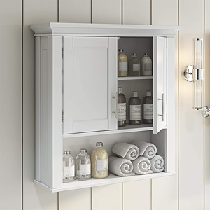 Mobile da <span class=keywords><strong>Bagno</strong></span> Sanyang Bianco a Parete con 2 Ante e Ripiano Aperto, Armadietto Moderno per <span class=keywords><strong>Bagno</strong></span> di Casa - Product Image 6