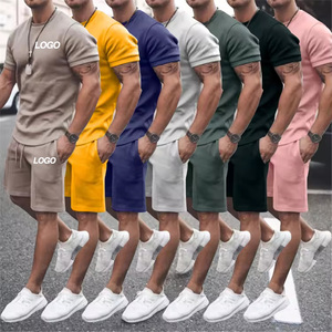 Tuta Estiva da <span class=keywords><strong>Uomo</strong></span> con Logo Personalizzato a Prezzo di Fabbrica, Set di 2 Pezzi con Maglia a Maniche Corte e Pantaloncini - Product Image 1