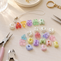Perles en acrylique en forme de lettres, ondulées, festonnées, à grand trou, pour accessoires de bijoux, fabrication de chaînes de téléphone et de porte-clés DIY