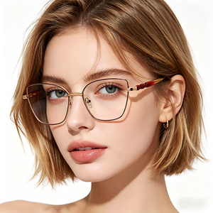 <span class=keywords><strong>Gafas</strong></span> Ópticas Modelo 3187 TR90 con Montura Completa de Metal y Bisagras de Resorte, Protección UV y Anti-Luz Azul, Diseño Ojo de Gato para Mujer - Product Image 4