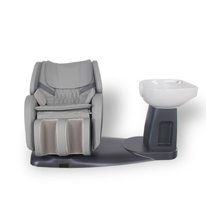 <b>Massage</b> Chair With Shampoo Basin 61 Airbags 4D Robotic <b>Hand</b> <b>Massage</b> SL Guide Rail One Piece Molding Gray - Product Image 3
