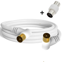 Câble RG59U 9,5 mm, adaptateur mâle-mâle, câble coaxial TV pour satellite, modem, décodeur, plaqué or