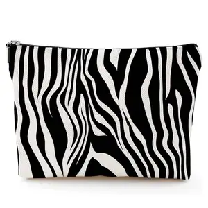 Travel Light-weight Portable Cosmetic Pouch High-quality Thermal Transfer Printing Zebra Stripes Makeup Bag Zipper Storage Pouch