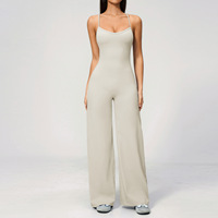 Combinaison de yoga robuste avec dos croisé et pantalon large en Spandex/Nylon à séchage rapide