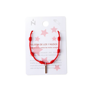 Braccialetto con 7 nodi in acciaio inossidabile e filo rosso fatto a mano per protezione - Product Image 2