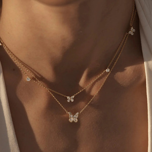 Collar Gargantilla <span class=keywords><strong>de</strong></span> Mariposa con Circonita Cúbica <span class=keywords><strong>y</strong></span> <span class=keywords><strong>Oro</strong></span> <span class=keywords><strong>de</strong></span> 18k, Antideslustre, Diseño Personalizado <span class=keywords><strong>de</strong></span> Fabricante, Alta Calidad - Product Image 3