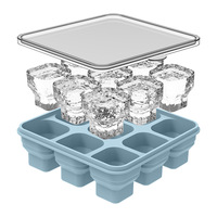 Bac à glaçons pliable en silicone, gain de place, boîte à glaçons pliable avec couvercle, qualité alimentaire sans BPA