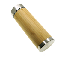 Tasse à thé isotherme réutilisable en bambou écologique, avec isolation sous vide en acier inoxydable, personnalisable avec logo gravé au laser, durable