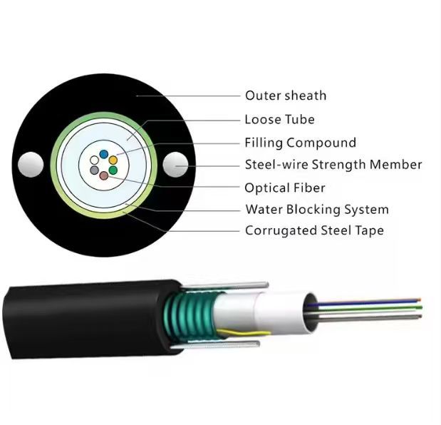 Uderground Cable Customized GYXTW Armored Optical Cable Outdoor Duct 2 4 6 8 12 24 Core Fiber Optic Cable