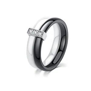 Anello in argento 925 romantico anello in ceramica di fascia alta gioielli in ceramica personalizzati all'ingrosso