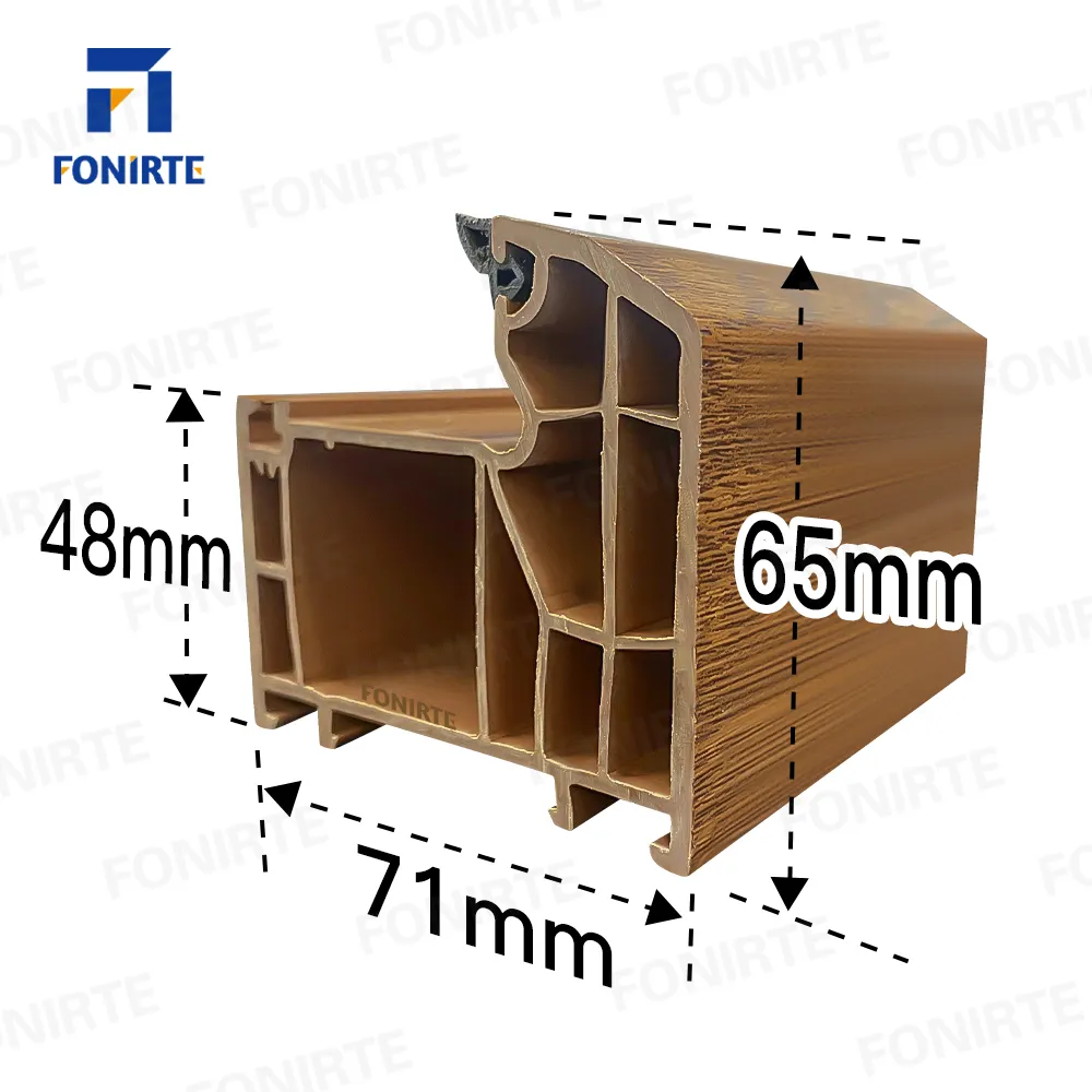 65mm Casement series wood color Frame and Sash Customized Plastic Extrusion High Quality lead free UPVC window door profile