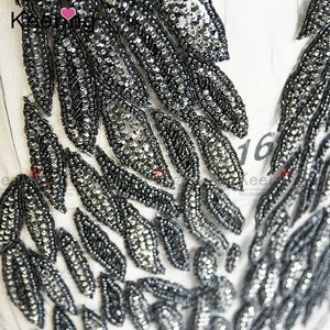 แผ่นปะติดเสื้อตัวบนสำหรับเจ้าสาวประดับ<span class=keywords><strong>ม</strong></span>ุกคริสตัลใสสีดำงานแฮนด์เ<span class=keywords><strong>ม</strong></span>ดสวยงา<span class=keywords><strong>ม</strong></span> WDP-076ชุดแต่งงาน - Product Image 6