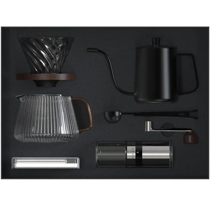 Coffee Gift Set Ceramic Coffee Grinder Dripper Filter Kettle Travel Bag Gift Kit Barista Tools Espresso coffee   tea sets