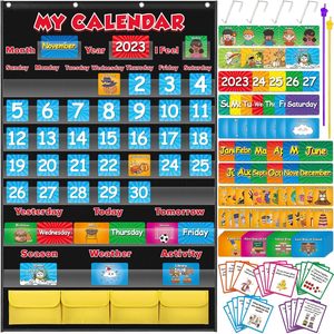 Tableau de gestion du temps mensuel pour enfants, maternelle et préscolaire, en plastique multi-pièces, format pochette calendrier de classe - Product Image 1