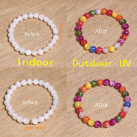 Bracelet en perles arc-en-ciel, bracelet réactif aux UV, perles en résine de 8 mm, bracelets changeant de couleur, style bohème, bijoux d'été pour femmes