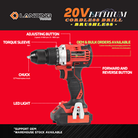 Perceuse sans fil 20V 511208 avec couple de 45 N.m, 2 vitesses, mandrin sans clé de 1/2 pouce pour métal, bois, béton