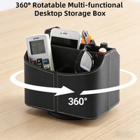 Organisateur de bureau en cuir PU, support de rangement portable pour maquillage et papeterie, boîte de rangement 360° °   Logo personnalisé rotatif pour le bureau et la maison