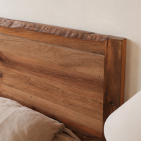 Meubles de chambre à coucher de style Wabi-sabi, cadre de lit en bois massif, lit king size, lit double moderne à plateforme