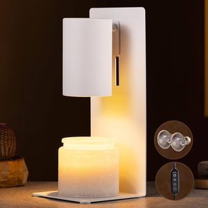 LANJO All-Metal Construction Candle Warmer Lamp with <b>Timer</b> & Dimmable Switch with 2 Free bulbs Geometric L-Shape Fragrance Lamp - Product Image 1