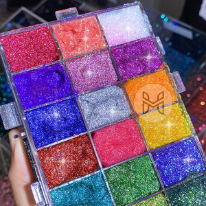 Holográfica Cosmética Festival Chunky Glitter Lentejuelas Gel Sombra de ojos Crema Color personalizado, Embalaje personalizado Resaltador Paleta Húmeda - Product Image 6