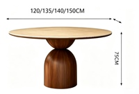 Table à manger de design français, base en bois massif, plateau en pierre frittée, plateau tournant Lazy Susan, 4 places, assemblage requis