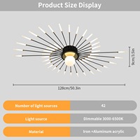 Plafonnier LED créatif de luxe à intensité variable avec télécommande, style moderne, lampe de plafond en forme de feux d'artifice, éclairage intérieur pour salon