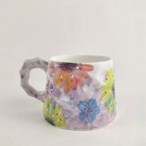 Gran vientre púrpura <span class=keywords><strong>caléndula</strong></span> flor patrón taza nueva bajo vidriado Taza de cerámica pintada con boca estrecha para té y <span class=keywords><strong>café</strong></span> - Product Image 2