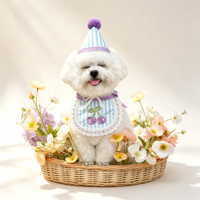 Ensemble chapeau et bavoir chat cerise mignon à prix réduit, bandana ajustable en polyester, tenue de Noël pour animaux, accessoires pour chiens, fête