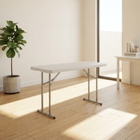 Table pliante d'extérieur moderne, rectangulaire, en plastique HDPE, robuste, de qualité commerciale, prix d'usine, vente en gros à prix réduit
