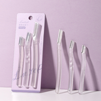 Kit de rasoirs multifonctionnels en acier inoxydable, rasoirs portables en plastique transparent, tondeuse à cheveux, rasoir pour le visage et les sourcils pour femmes