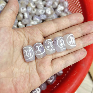 Cinco fuego viento madera oro tierra elemento grabado Blanco chino Fengshui tibetano Dzi cuentas - Product Image 4