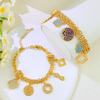 Bracelet en zircon plaqué or 21 carats de style à la mode Bracelet en pierre arabe avec chaîne à maillons pour femmes