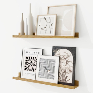 Estante Flotante de Madera de Bambú, Estante de Almacenamiento Decorativo para Sala de Estar, Diseño Flotante de Estilo Simple - Product Image 1