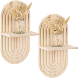 Wooden Oval <b>Wall</b> <b>Mounted</b> <b>Shelf</b> 2 Tier Decorative Storage For Home Office Display - Product Image 5