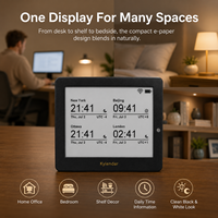 Kylendar Mini Horloge de Bureau Intelligente à Écran E-Paper 4,2 pouces, Affichage de la Date et de la Météo, Décoration d'Intérieur pour Chambre, Étagère, Entrée, Bureau