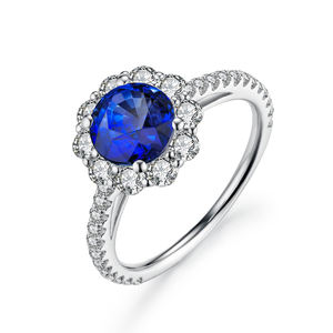 טבעת אירוסין משובצת אבן ספיר cz 925 לנשים בסגנון קלאסי מצופה רודיום מצופה למסיבות חתונה מתנות נישואין - Product Image 3