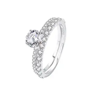 Alta qualità Fine Jewellery 925 Sterling Silver Design Wedding 0.5Ct 1Ct Moissanite Diamond anelli di fidanzamento donna