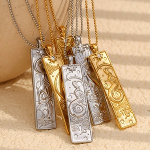 Collar de Acero Inoxidable Chapado en Oro de 18k, Joyería de Moda al por Mayor, Collar con Colgante de Carta del <span class=keywords><strong>Tarot</strong></span> Grabado, Resistente al Deslustre, para Mujer - Product Image 2