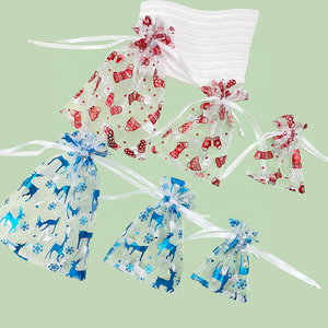 Proveedor de Fábrica, Bolsas de Regalo Pequeñas de Navidad al por Mayor, Bolsitas de Organza, Terciopelo, Transparentes, con Cordón, Impresión Serigráfica, Tamaño y Color Personalizables - Product Image 2