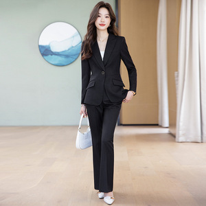 Women's <b>Red</b> Suit Set Polyester Three Quarter Sleeve Anti-Wrinkle Formal Autumn Wear - Product Image 3