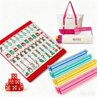 Ensemble de Mahjong Américain Moderne de Luxe, 160 Tuiles Acryliques, 4 Supports, Étui de Transport Étanche Portable avec Dés et Tapis
