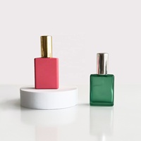 Hochwertige 15ml Quadratische Form Mattierte Farbige Glas-Sprühflasche Leere Parfümflasche Glas-Zerstäuberflasche